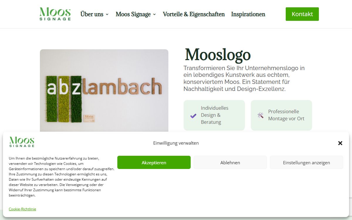 Moos Signage - Product - Logo aus Moos