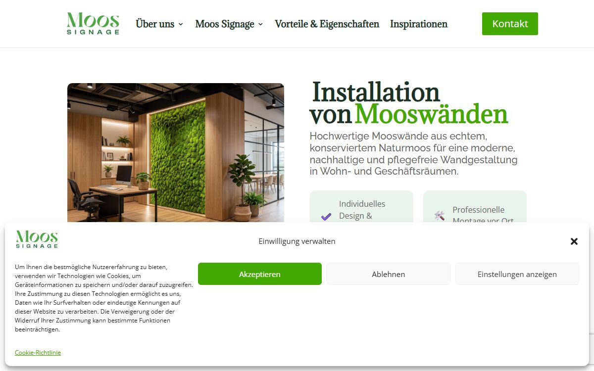 Moos Signage - Mooswand installation