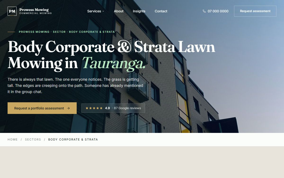 Prowess Mowing - Sector page - body corporate and strata